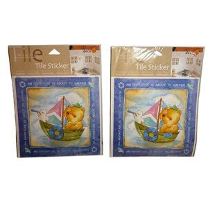 Deco Tile Stickers 4-Piece 2 Pack Reusable Waterproof Bear Duck Boat Bathroom
